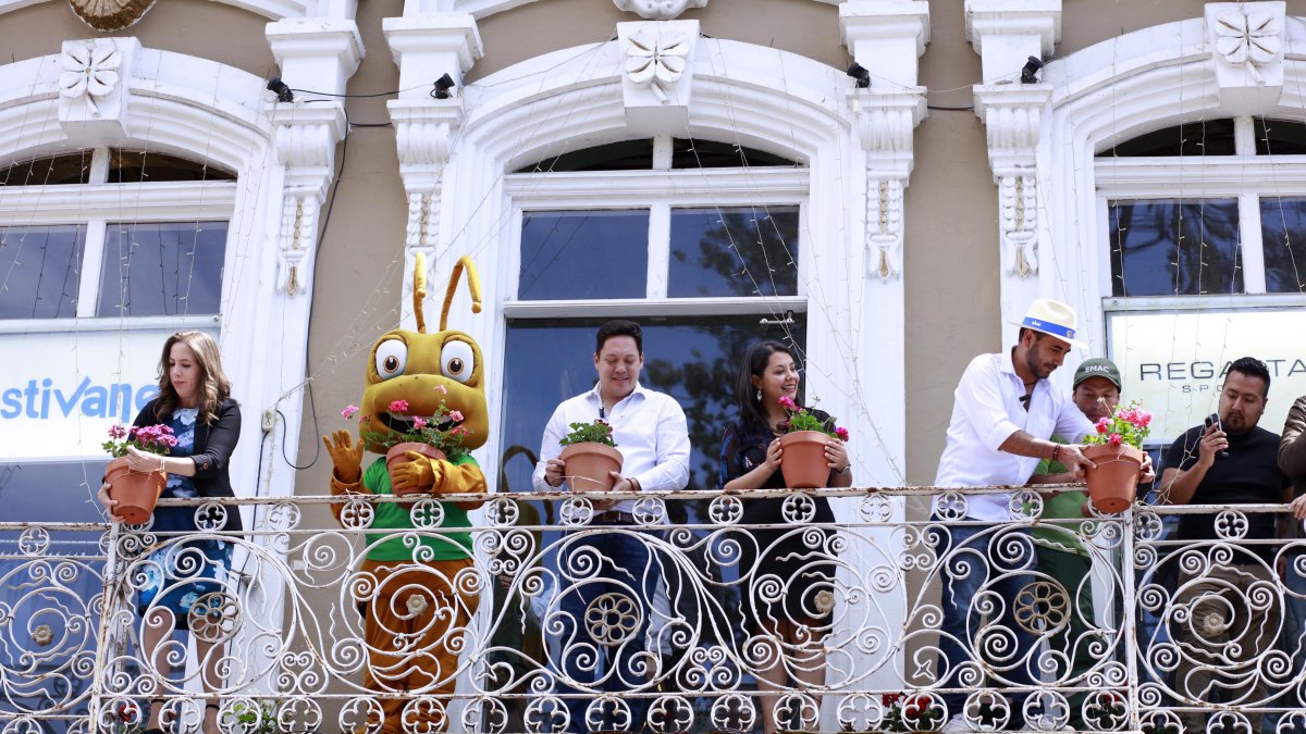Escena. Cuenca está próxima a cumplir años de independencia. Sus balcones serán decorados con plantas.