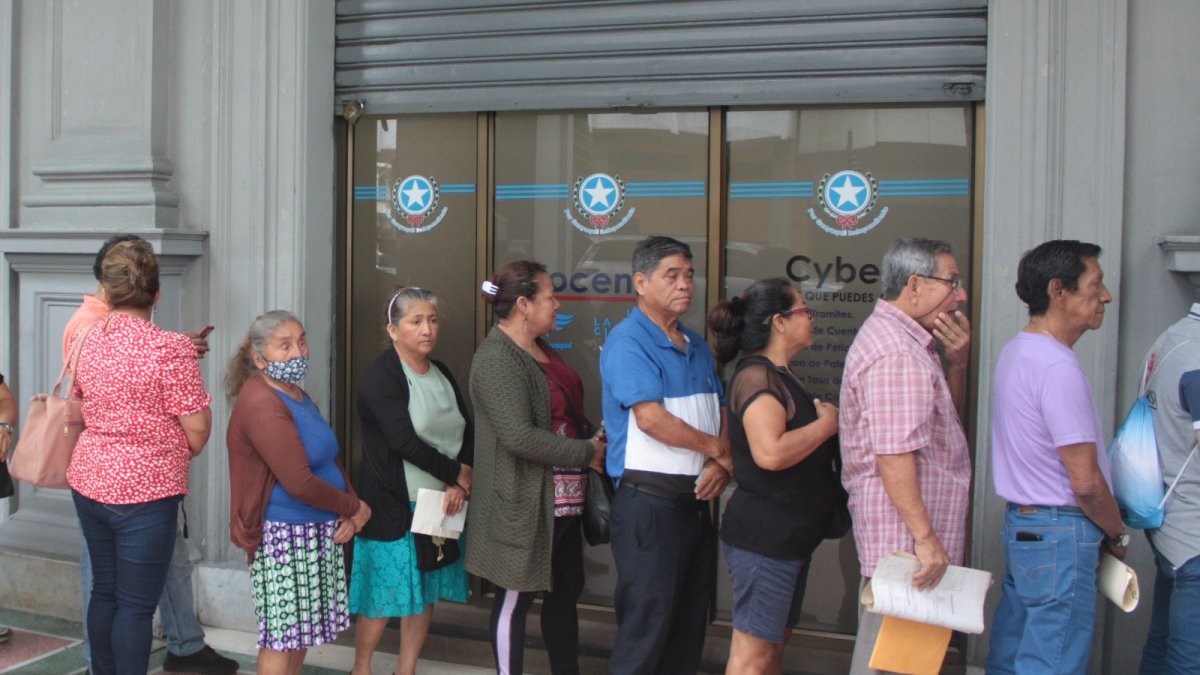 Trámite. Diferentes ciudadanos en las ventanillas del Municipio. 
