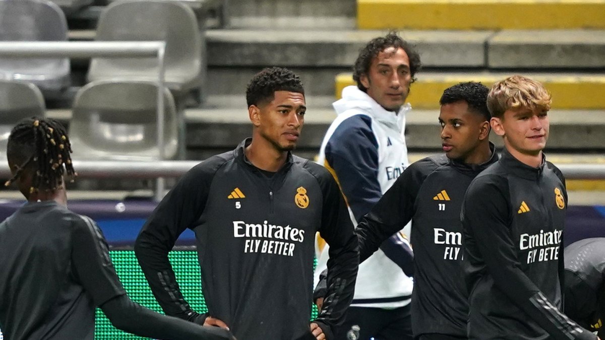 Los jugadores del Real Madrid asisten a una sesión de entrenamiento en Braga, Portugal, 23 de octubre de 2023.