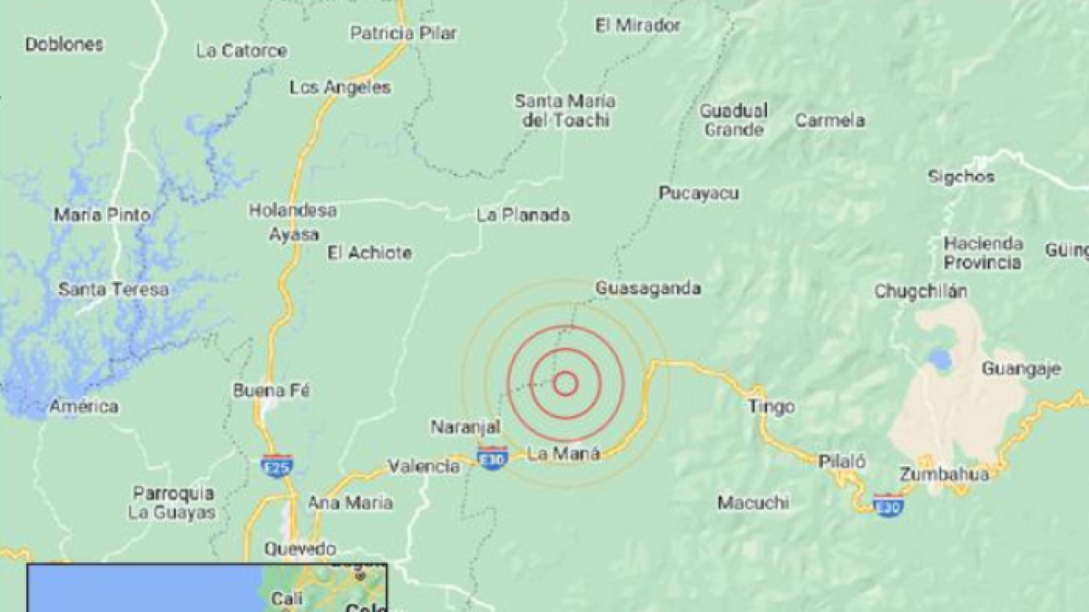 Imagen del epicentro del temblor emitida por el Instituto Geofísico.