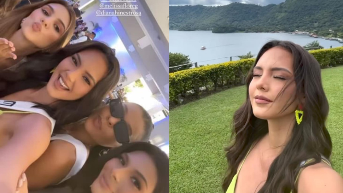 Delary Stoffers junto a sus compañeras de Miss Universo en El Salvador