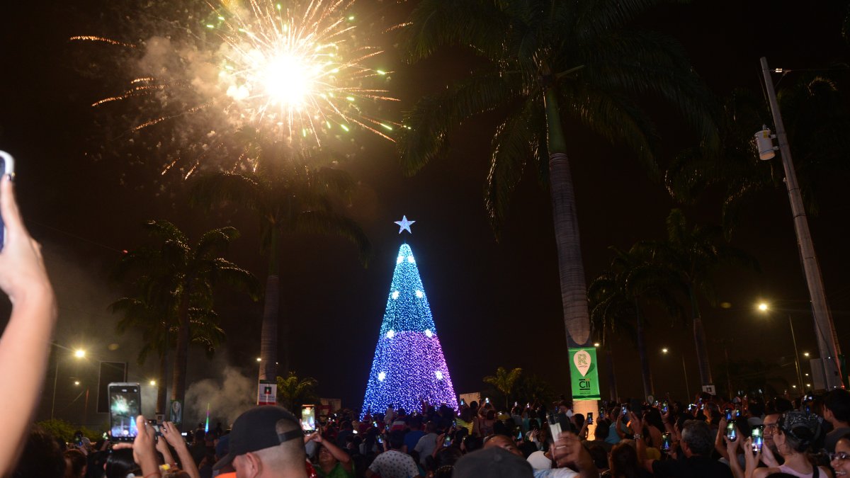 Espectáculo. El encendido del árbol navideño congregó a decenas de residentes.