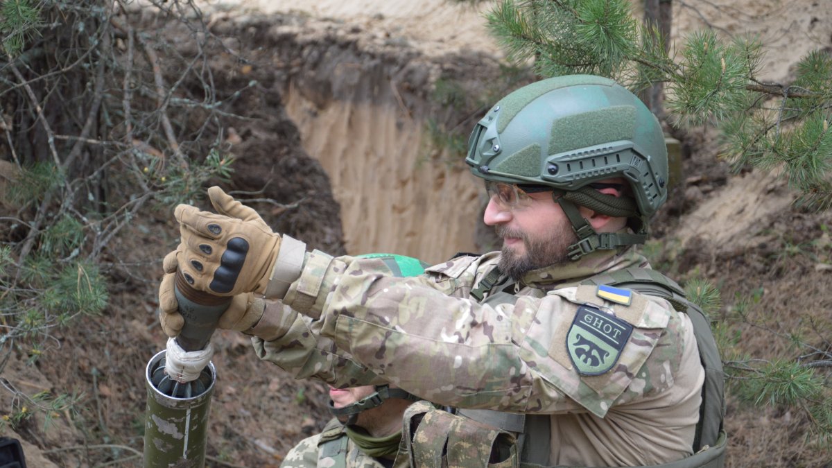 Leópolis. Para contrarrestar esta ‘invasión’ de ratones, los soldados ucranianos adoptan gatos en la zona.