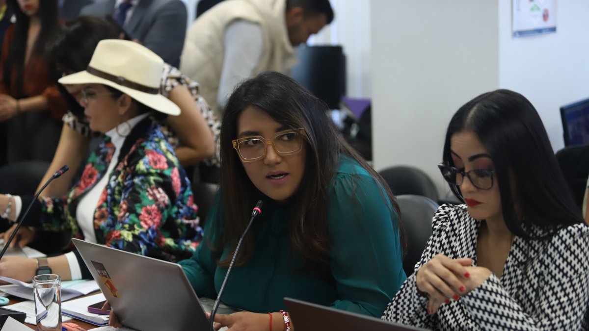 Protagonista. La correísta Gissela Garzón (en el centro) será la ponente del juicio político a la fiscal. Hasta la víspera, no tenía mayor idea de los cargos.