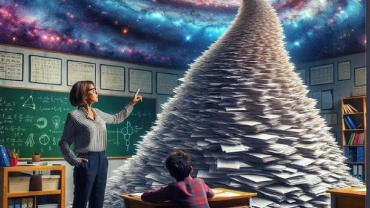 Un usuario de TikTok le pidió a la inteligencia artificial que cree una imagen de una profesora dándole mucha tarea a un alumno