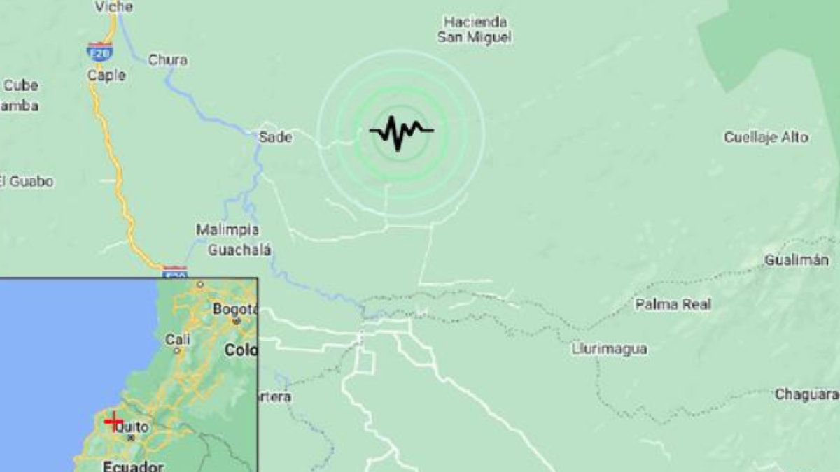 Imagen del epicentro del movimiento telúrico.