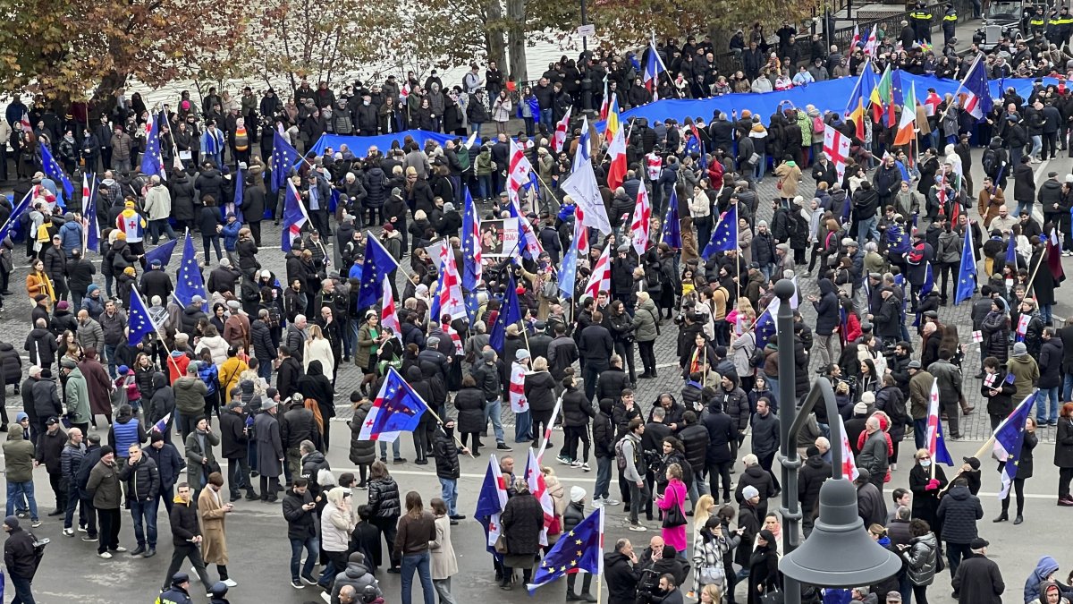Cientos de personas se manifestaron en apoyo de la concesión a Georgia del estatus de país candidato a entrar en la Unión Europea (UE).