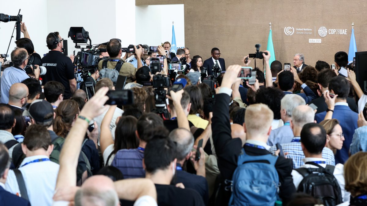 Dubái. El secretario general de la ONU, António Guterres, responde acerca del avance de la Cumbre del Clima.