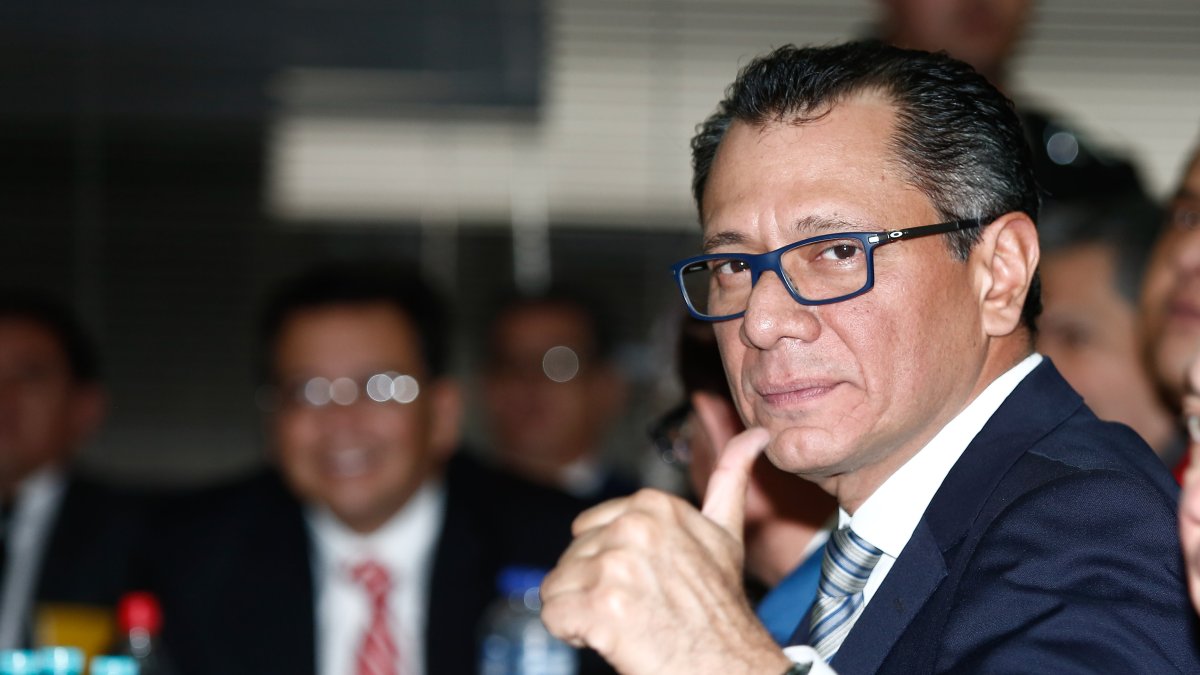 El exvicepresidente Jorge Glas en una foto tomada en medio de las audiencias por el caso Odebrecht.