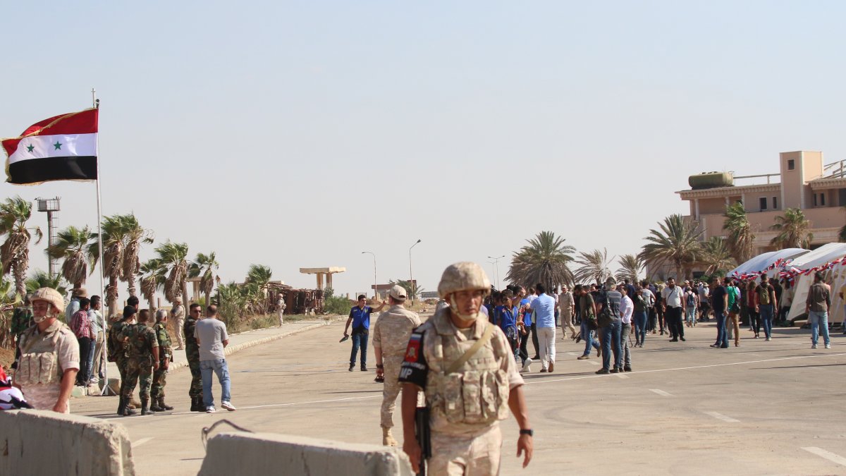Soldados en el cruce de Nassib en la frontera sirio-jordana.