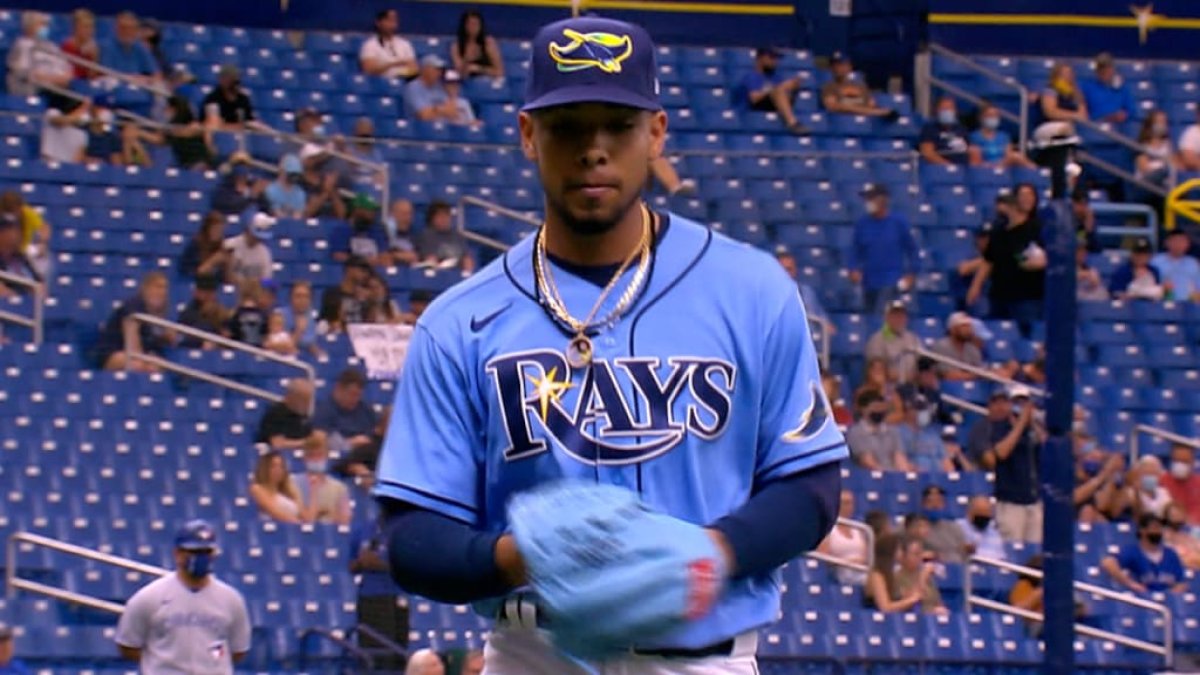 El colombiano Luis Patiño con la camiseta de su anterior equipo, los Rays. Va a los Padres.