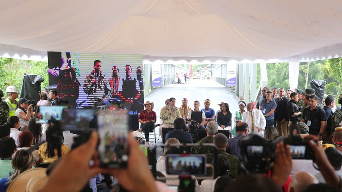 Actividad. El presidente Daniel Noboa participó de inauguración de obra.