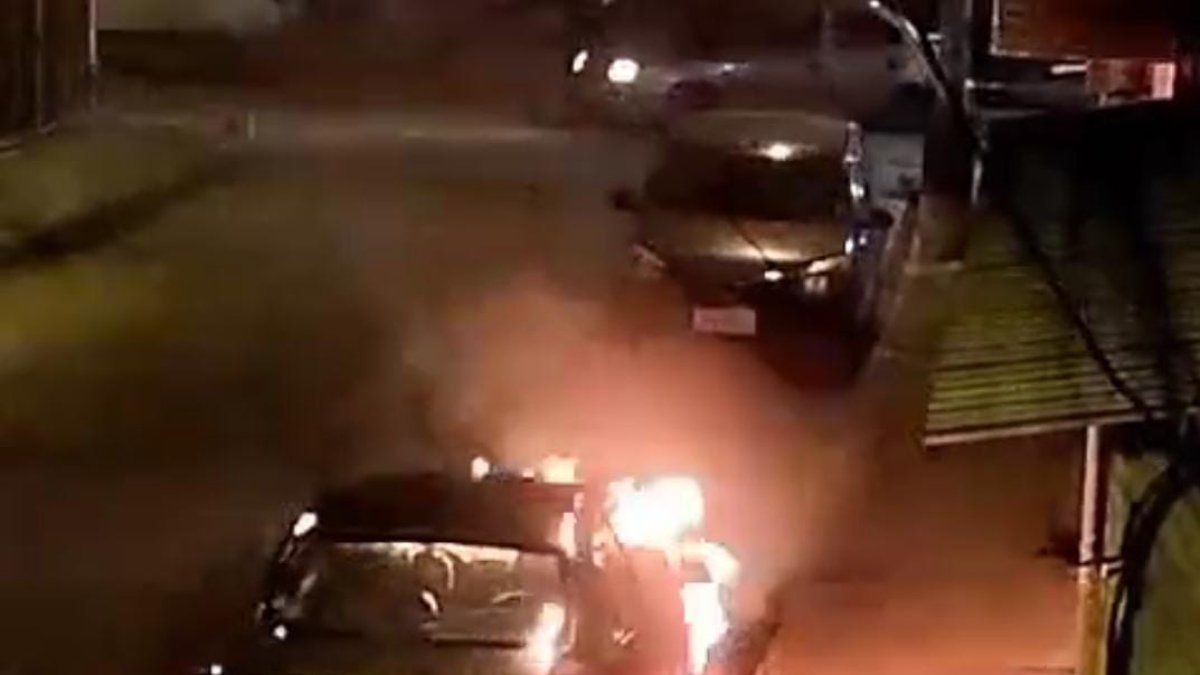 Uno de los vehículos incinerados esta noche