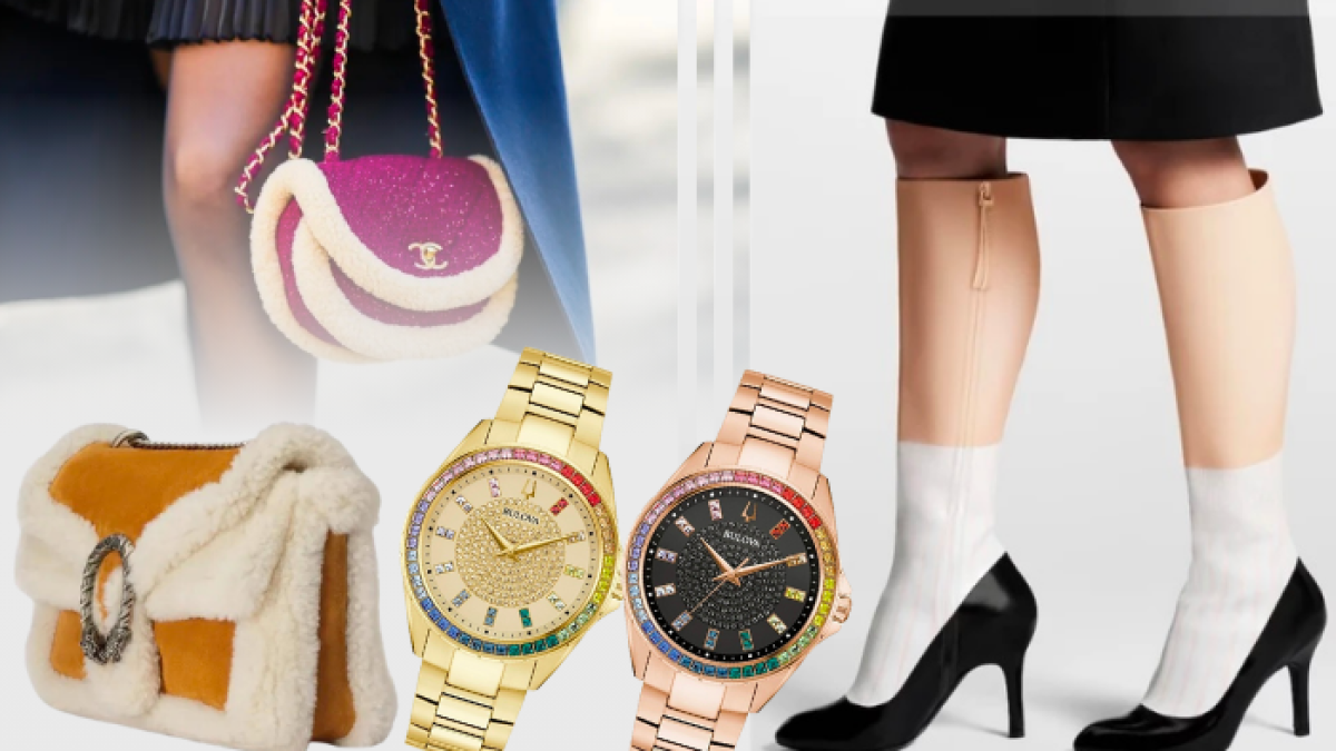 Carteras de piel de borrego, Relojes Bulova y las atípicas botas de Louis Vuitton.