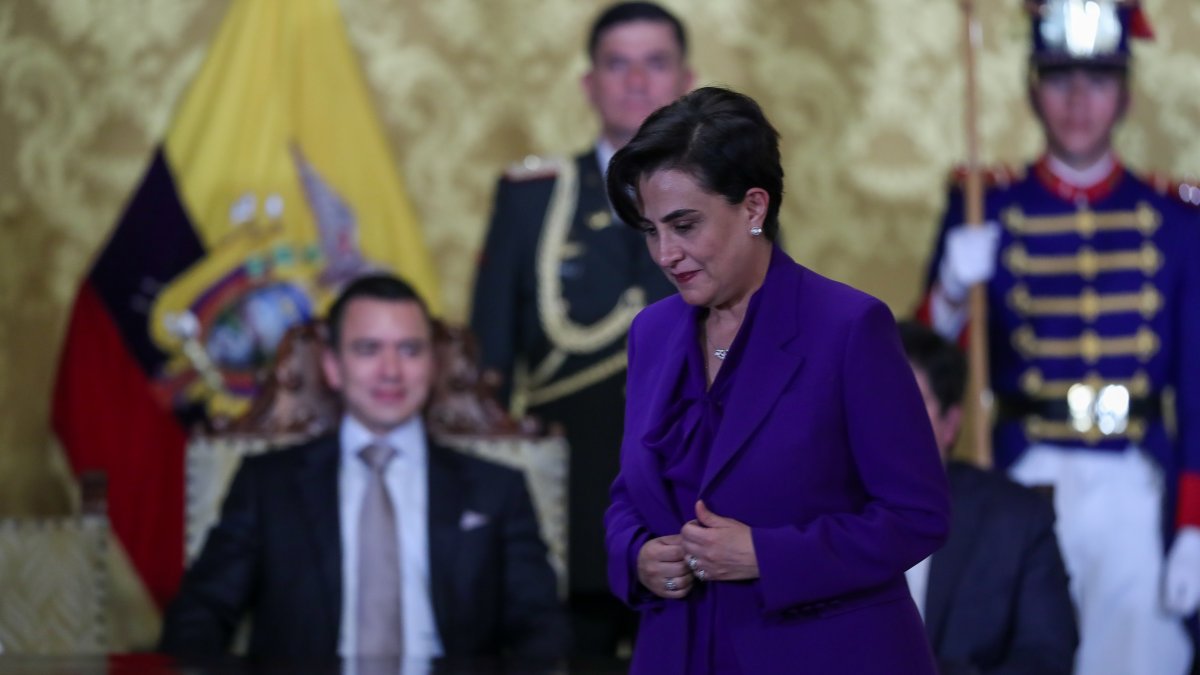 Fotografía de archivo en la que se registró a la ministra ecuatoriana de Relaciones Exteriores y Movilidad Humana, Gabriela Sommerfeld, en Quito (Ecuador)