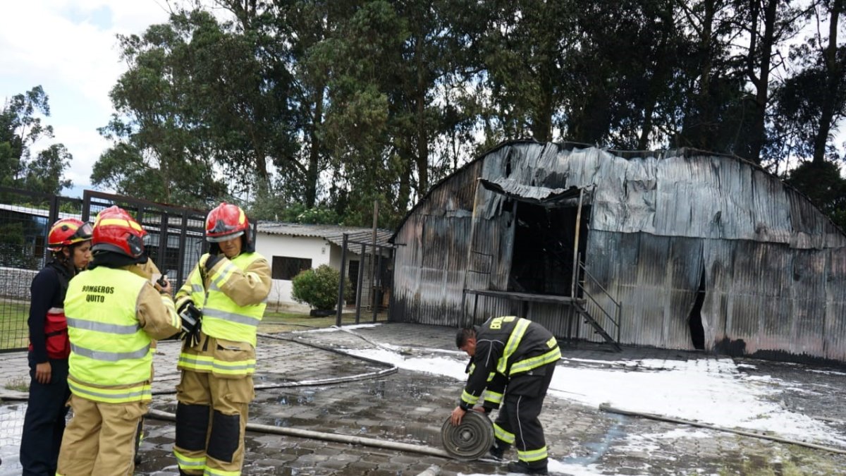 Trabajo. Miembros del Cuerpo de Bomberos sofocaron las llamas en la fábrica de aceite.