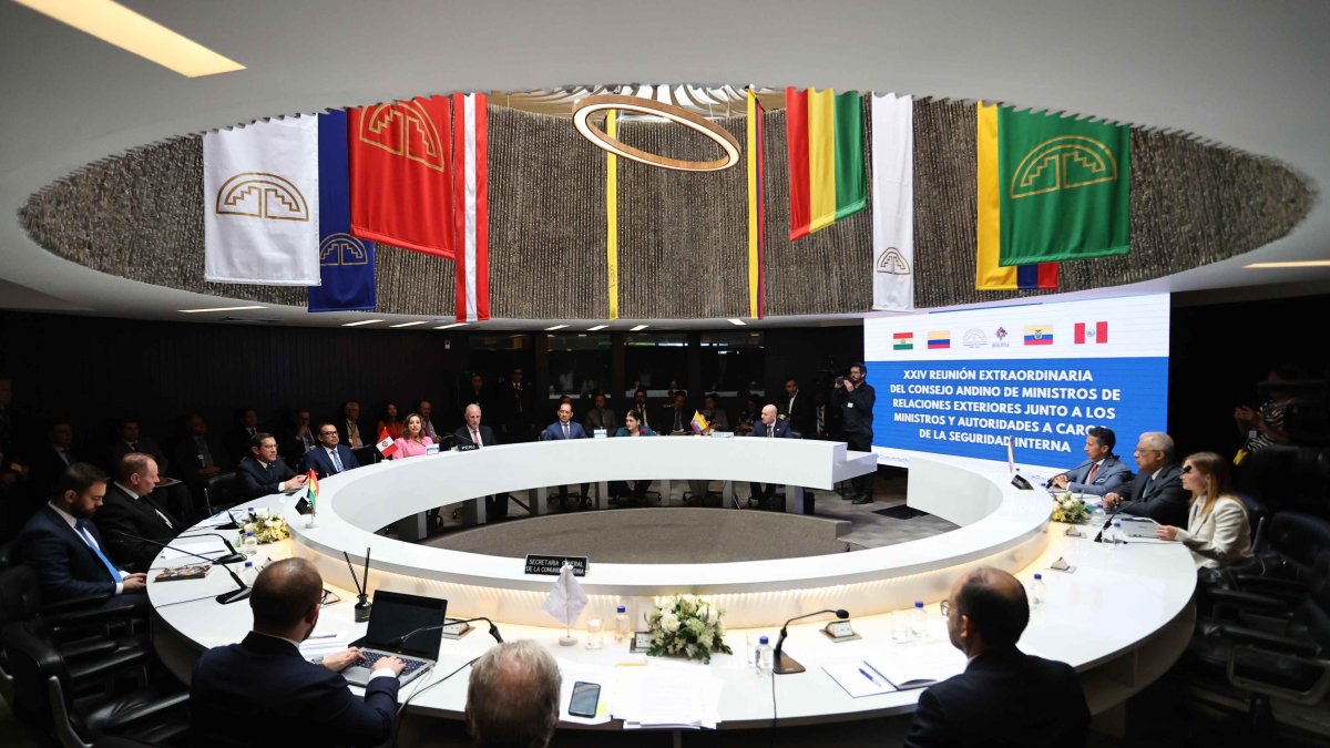 Reunión extraordinaria de los ministros de Relaciones Exteriores y encargados de seguridad interna de la Comunidad Andina (CAN).