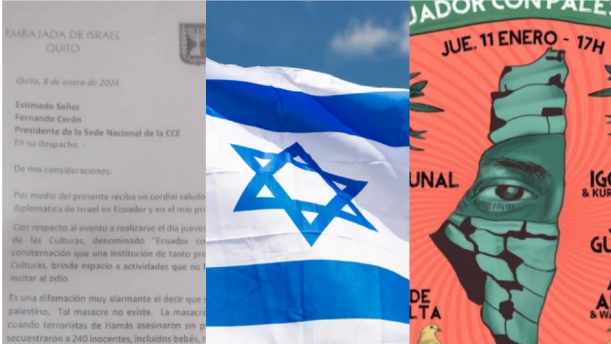Carta de embajada de Israel y anuncio del evento 