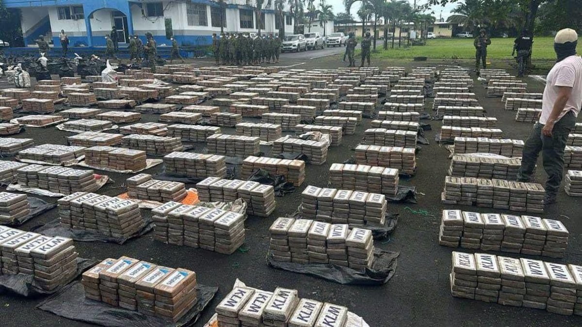 Los centenares de paquetes, tipo ladrillo, estaban dentro de sacos.