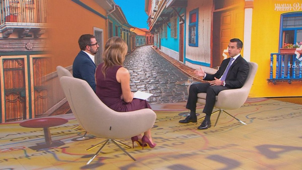 El presidente de la República, Daniel Noboa, durante una entrevista.