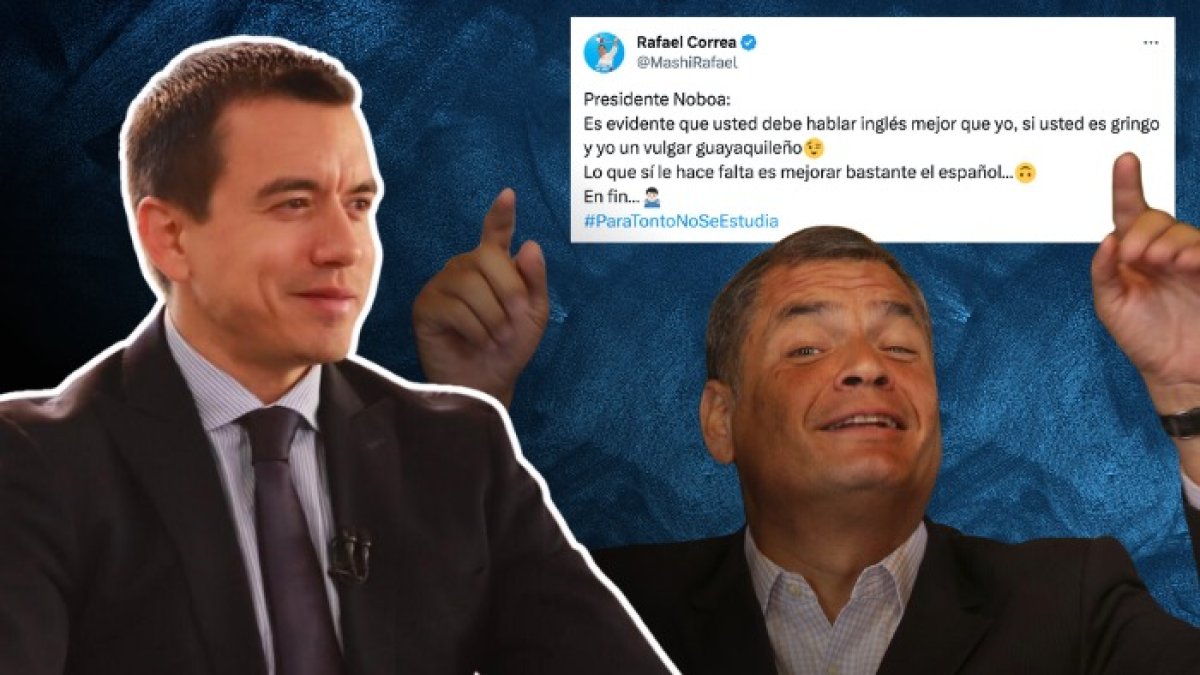 Rafael Correa reacciona a declaraciones del presidente Daniel Noboa, en el que replica su no tan buen inglés.