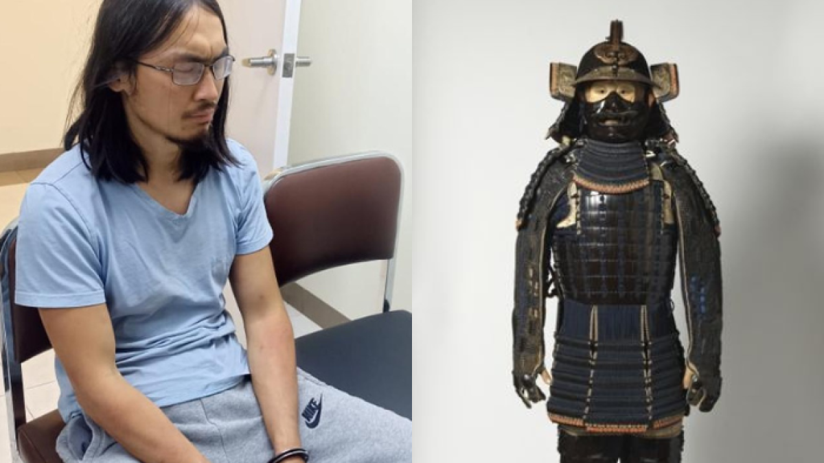 El sujeto estaba vestido con un traje un tanto parecido al de los samuráis