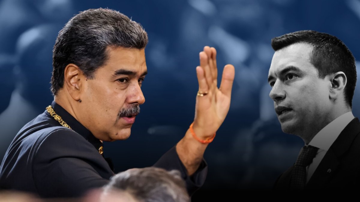 Ilustración sobre Nicolás Maduro y Daniel Noboa.