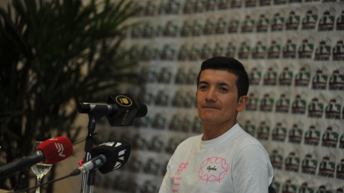 El campeón olímpico, de 30 años, durante el conservatorio que mantuvo con la prensa previo al Nacional.