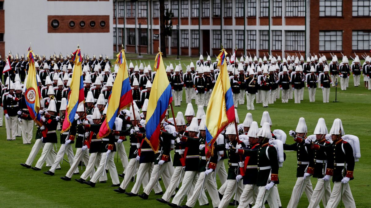 Miembros de la Escuela Militar de Cadetes, en Bogotá, en una actividad reciente.