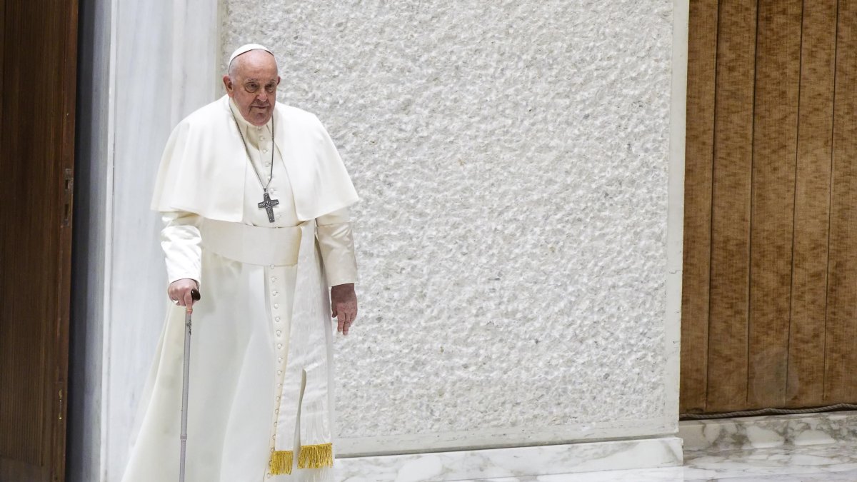 El papa Francisco a su llegada a la audiencia general,