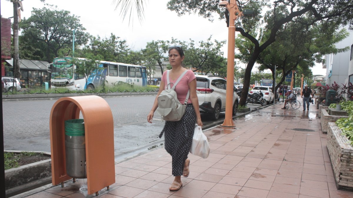 Urbano. Los cobertores de tachos de basura y postes sobre la avenida Víctor Emilio Estrada fueron pintados con colores pasteles como parte de un proyecto que nunca se concretó.