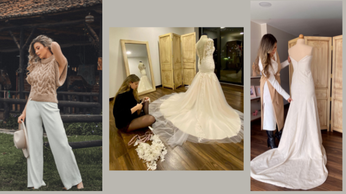 En 2016, empezó con accesorios, siguió con ropa y, en 2022, viajó a España para aprender alta costura.