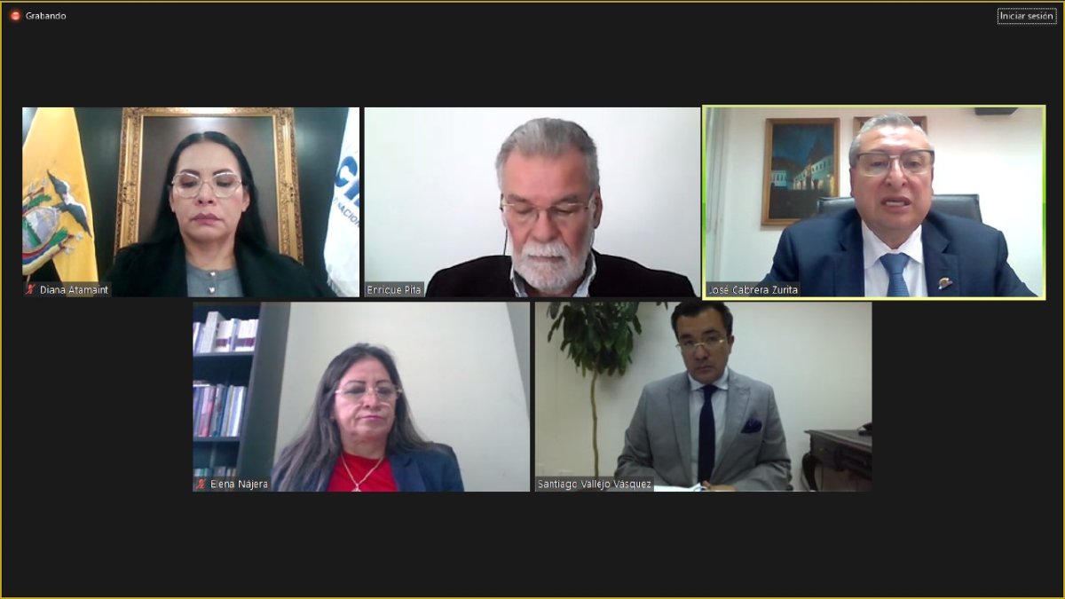 Captura de pantalla de transmisión de la sesión del CNE