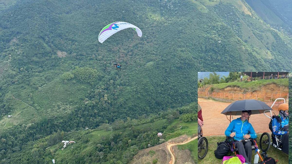 Zuko Carrasco demostró su habilidad en la práctica de parapente.
