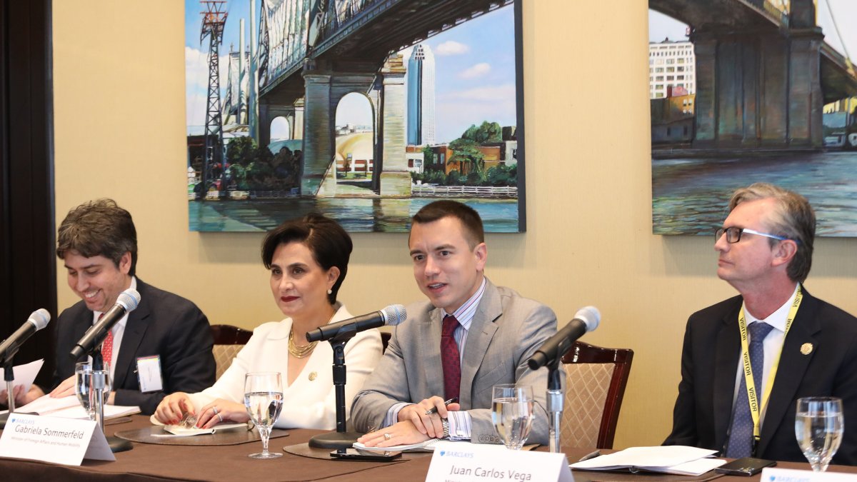 El presidente de la República, Daniel Noboa, en reunión con inversionistas, el pasado 1 de marzo de 2024