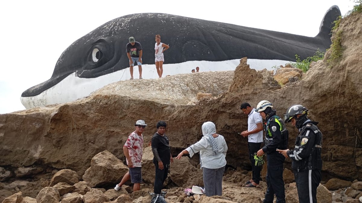 Rescate. Se llevó a cabo a pocos minutos de ocurrida la avalancha causada por el derrumbe del acantilado.