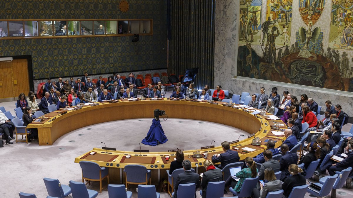New York. Los miembros del Consejo de Seguridad de las ONU se reúnen para votar una resolución sobre un alto el fuego en Gaz, el 22 de marzo de 2024.