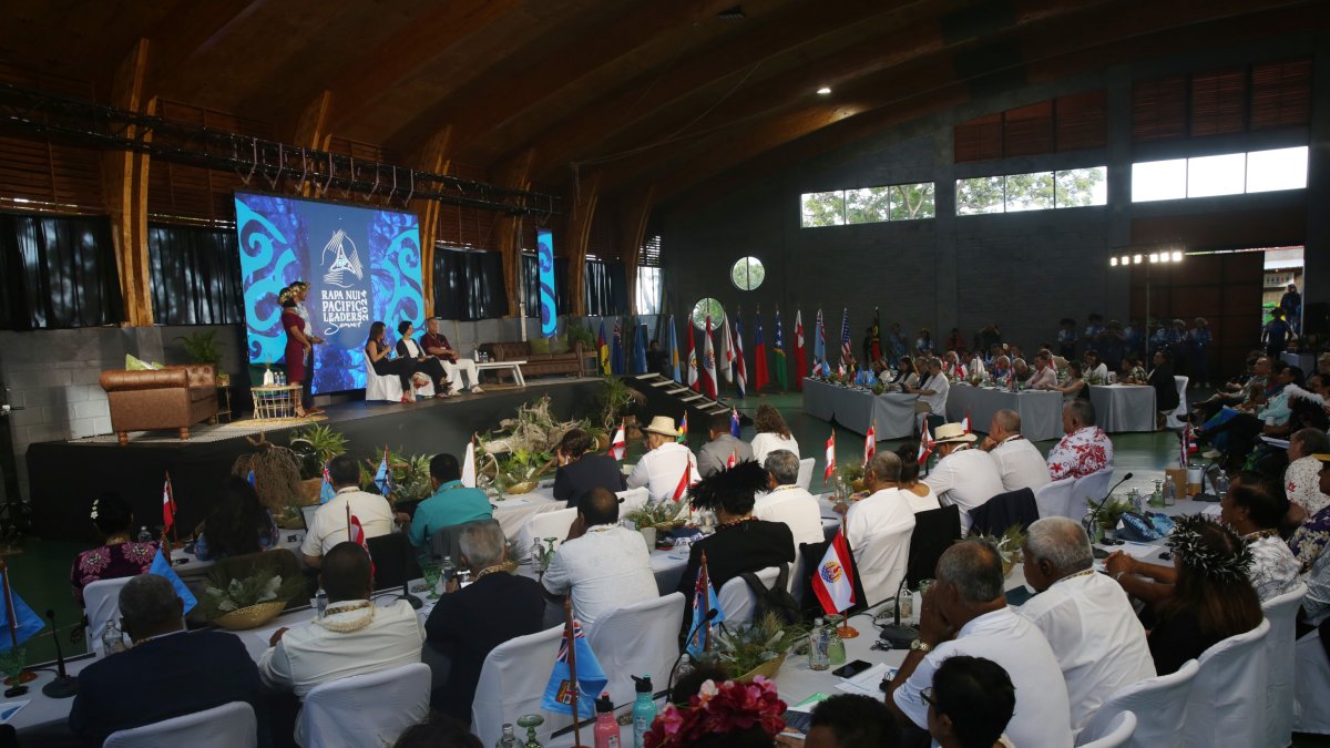 Vista general de la 'Cumbre de Líderes del Pacífico 2024 por la Protección de los Océanos y el Desafío de la Contaminación del Plástico y Micropláticos de la Región', en Isla de Pascua, (Chile).