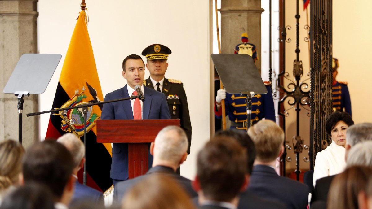 Daniel Noboa el 5 de abril en el Palacio de Carondelet.