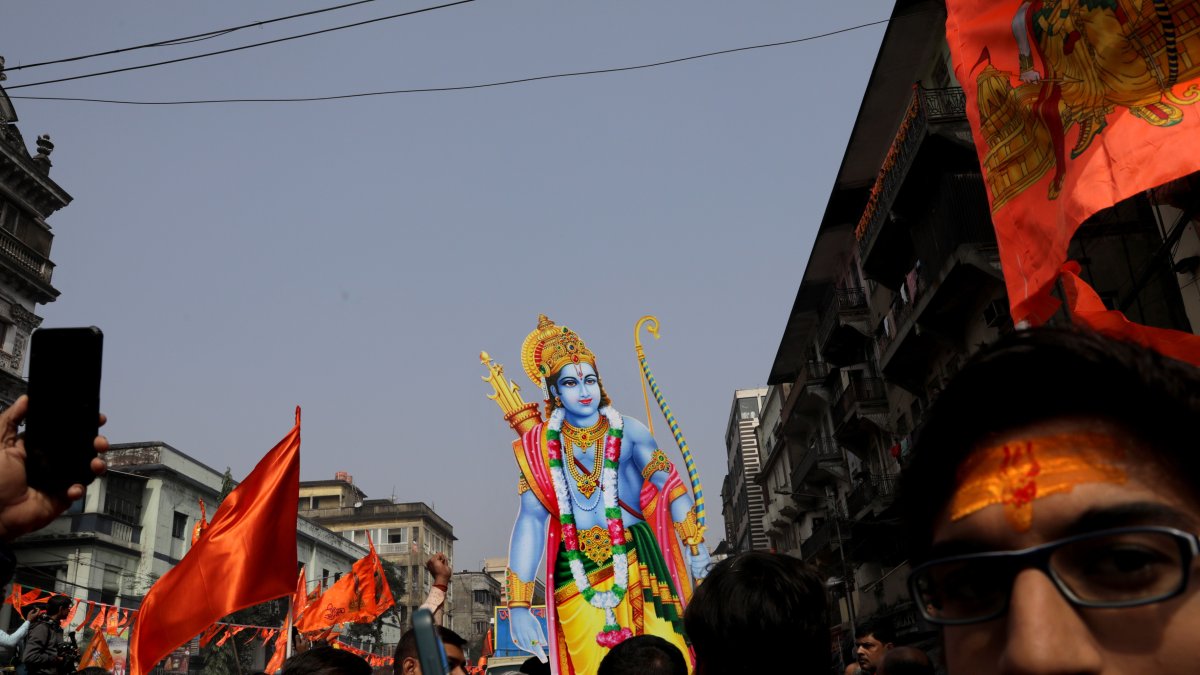 Inauguración del templo Lord Ram en Ayodhya, en Kolkata, India oriental, el 22 de enero de 2024