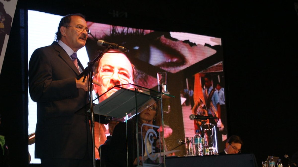 Imagen de una audiencia pública del entonces contralor, Carlos Pólit, el 5 de noviembre de 2023 en Quito.