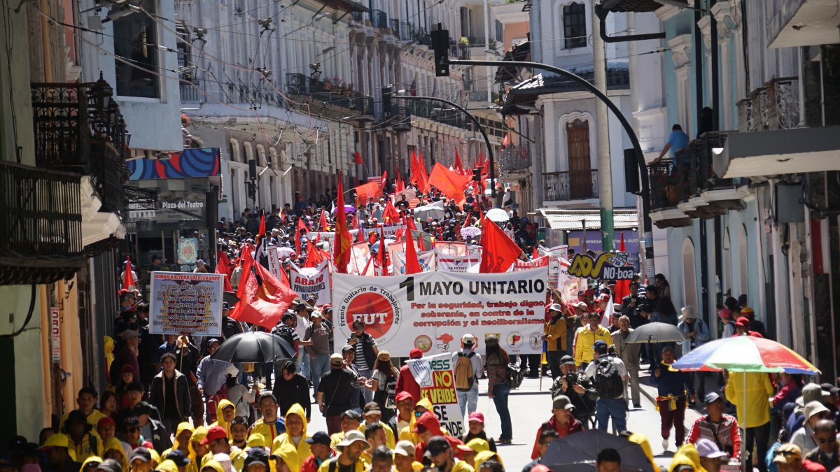 Marcha por el Día del Trabajador en Quito.