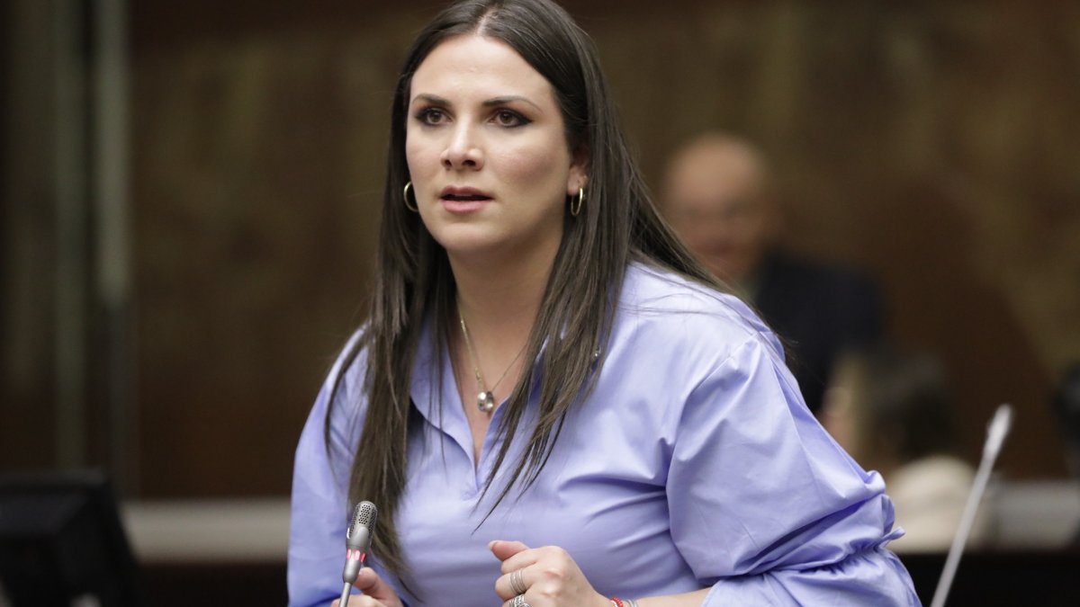 La asambleísta de Construye, Ana Galarza, en el pleno de la Asamblea Nacional