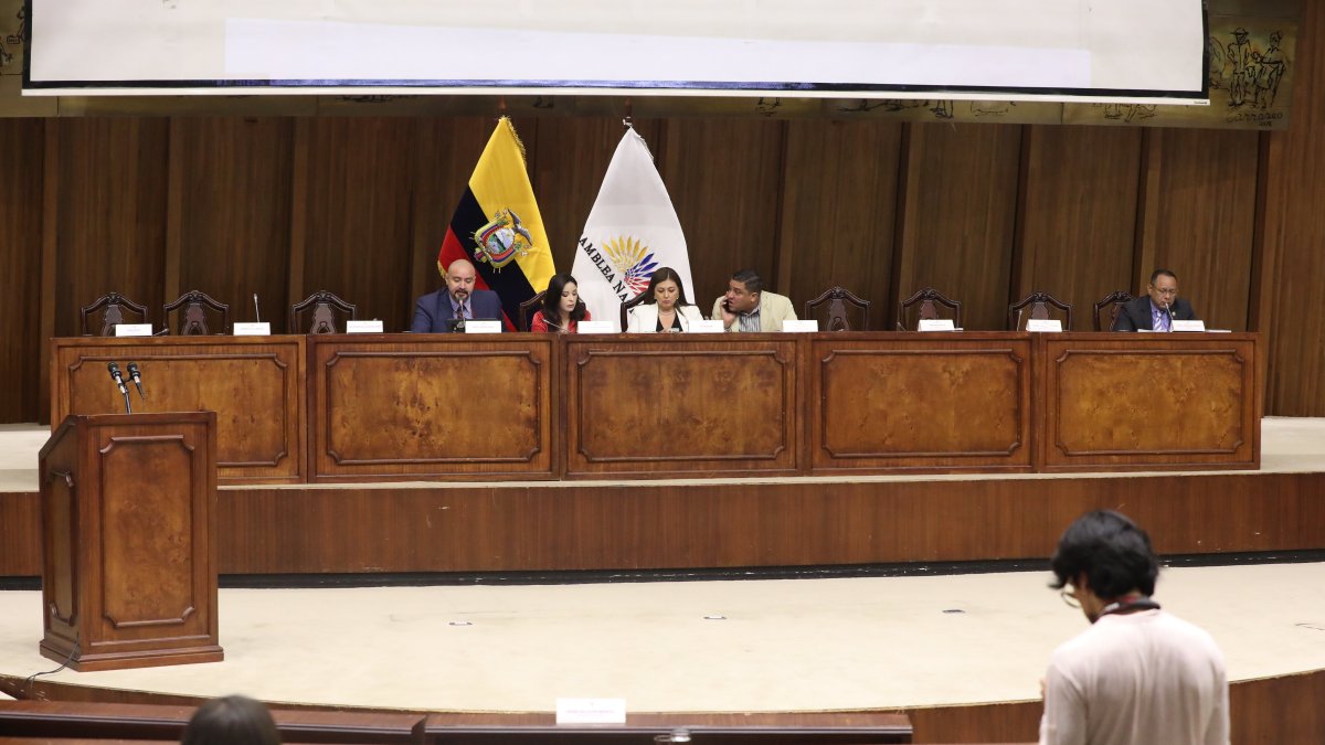 Los asambleístas de la Revolución Ciudadana se quedaron solos, luego de que el resto de legisladores de otras bancadas abandonaran la sesión del 13 de mayo de 2024.