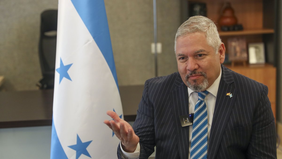 El canciller hondureño, Enrique Reina, durante una entrevista con EFE, este lunes 13 de mayo en Madrid,