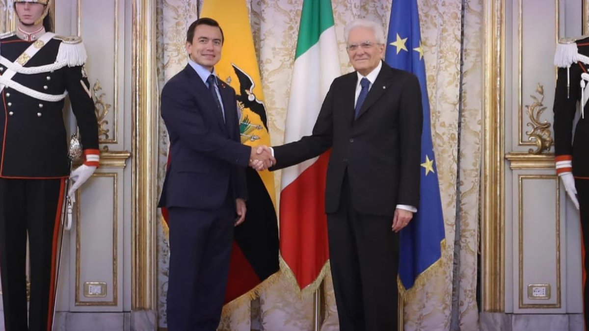 Daniel Noboa y su homólogo italiano, Sergio Mattarella.