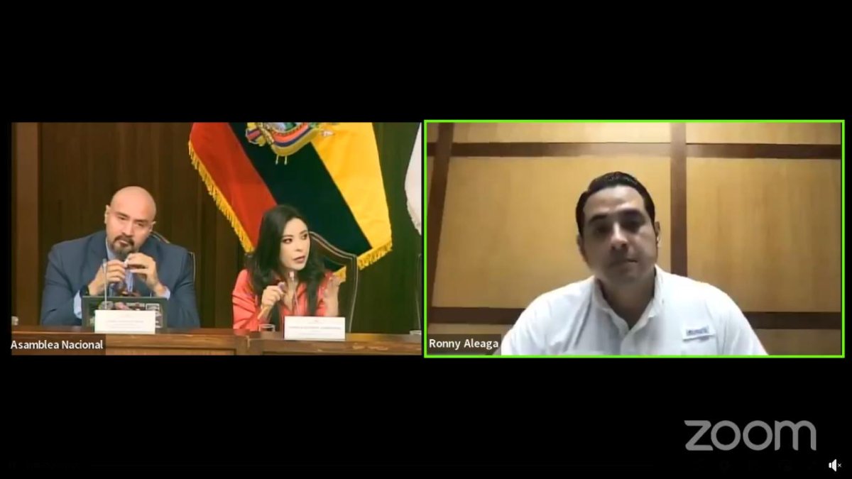 Comisión. Cuando Ronny Aleaga, alias El Ruso, apareció en la pantalla, la fiscal Diana Salazar abandonó la sala y la mayoría de comisionados también.