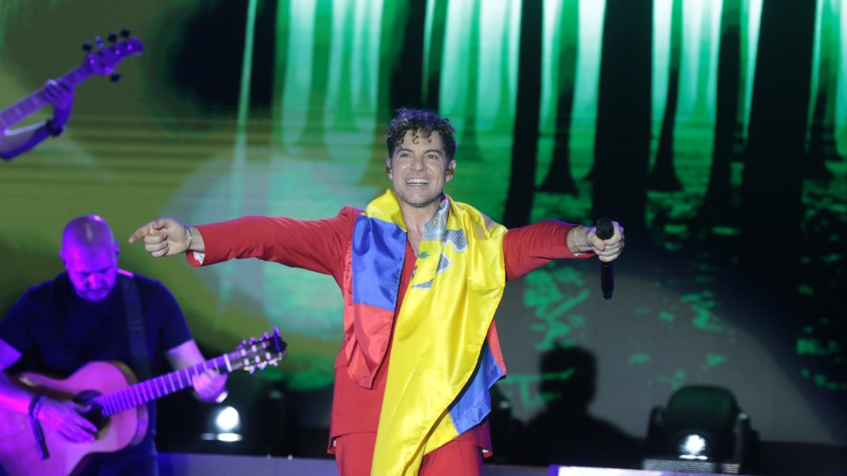 David Bisbal durante su concierto en Guayaquil.