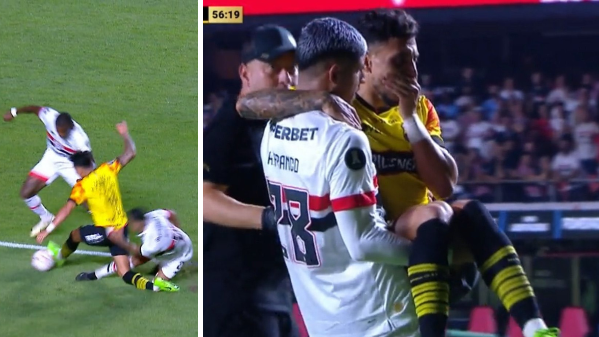 Joao Rojas salió lesionado cuando Barcelona enfrentó a Sao Paulo en Libertadores.