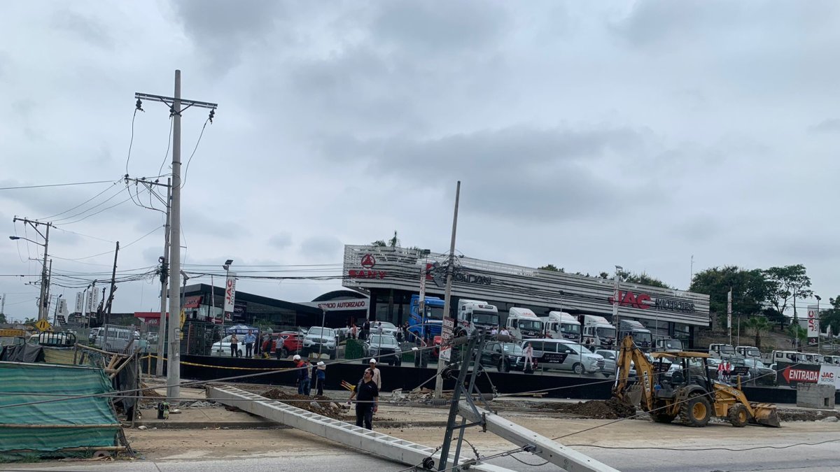 La caída de postes en la Juan Tanca Marengo.